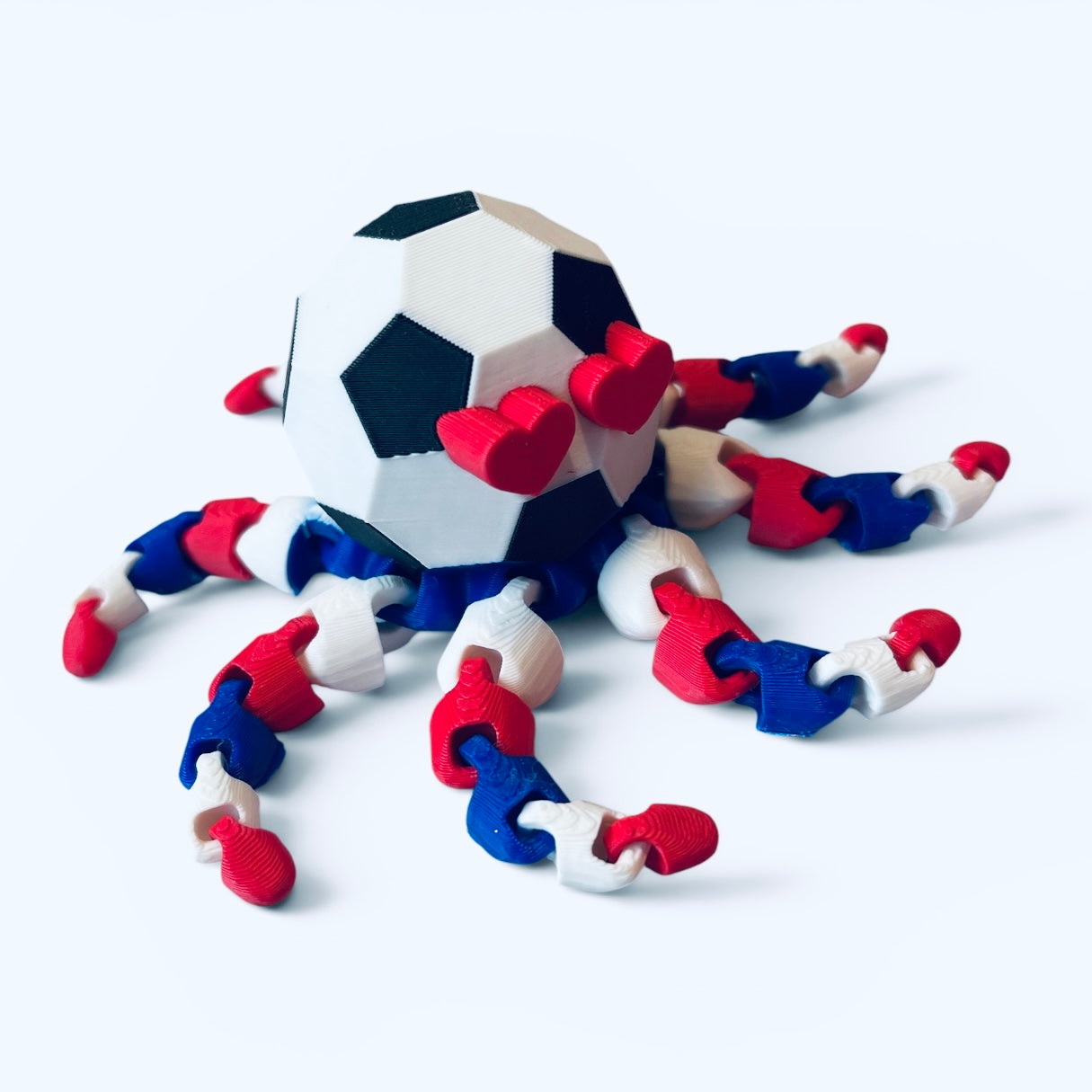 Soctopus Soccer Octopus 3D Printed Toy Fidget - Articulated for World Cup International Fans USA France