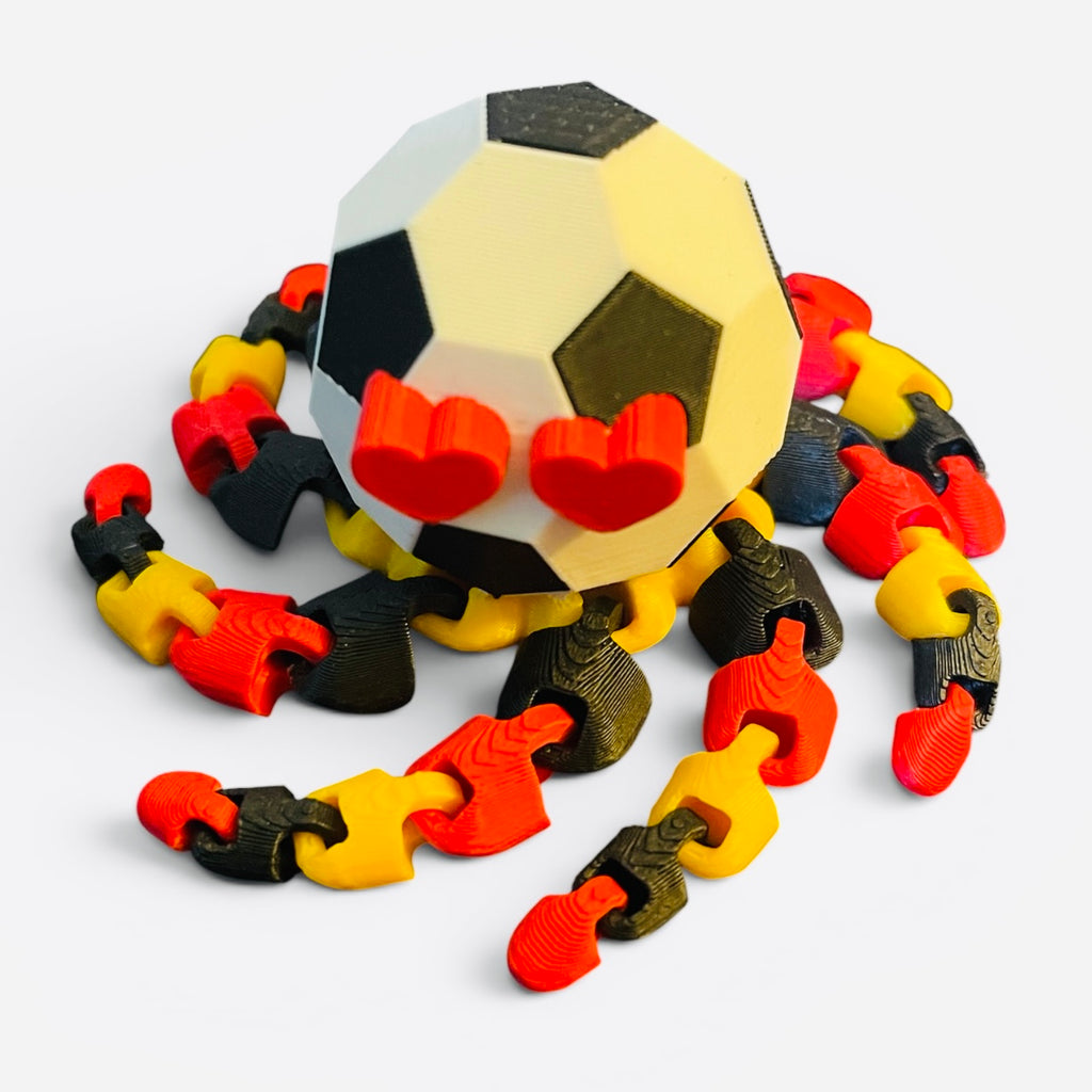 Soctopus Soccer Octopus 3D Printed Toy Fidget - Articulated Buddy for International World Cup Fans