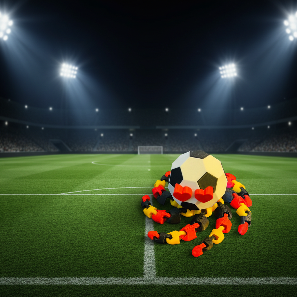 Soctopus Soccer Octopus 3D Printed Toy Fidget - Articulated Buddy for International World Cup Fans