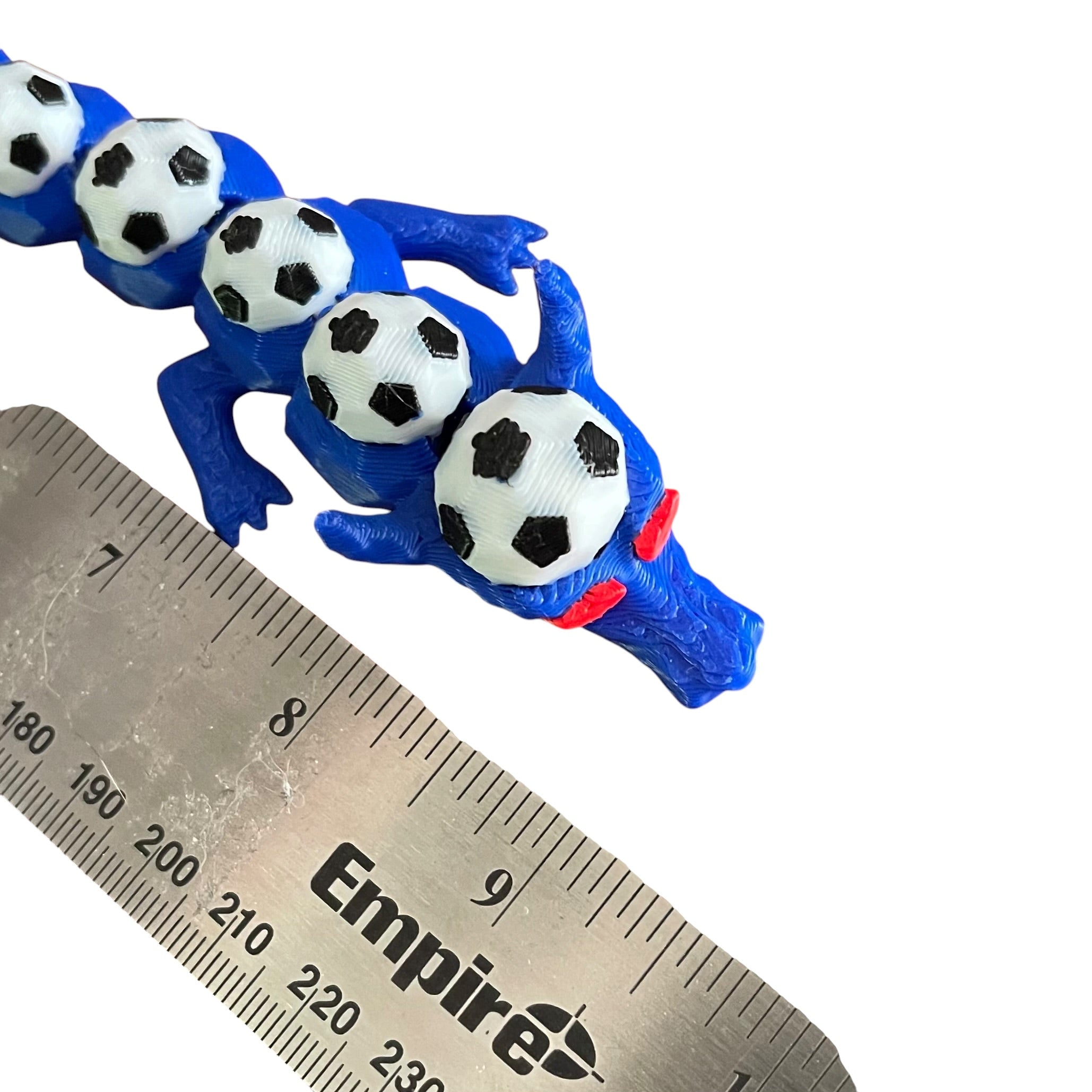 9" Articulated 3D Printed Soccer Dragon - Blue PLA Fidget