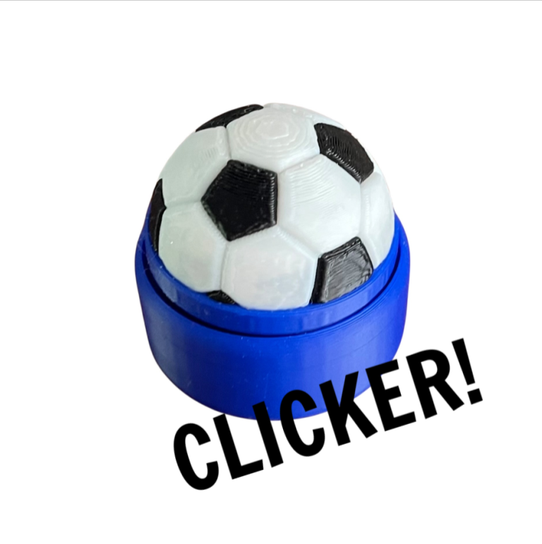 Futbol Blue 3D Printed Soccer Fidget Clicker Pocket Stim Pal
