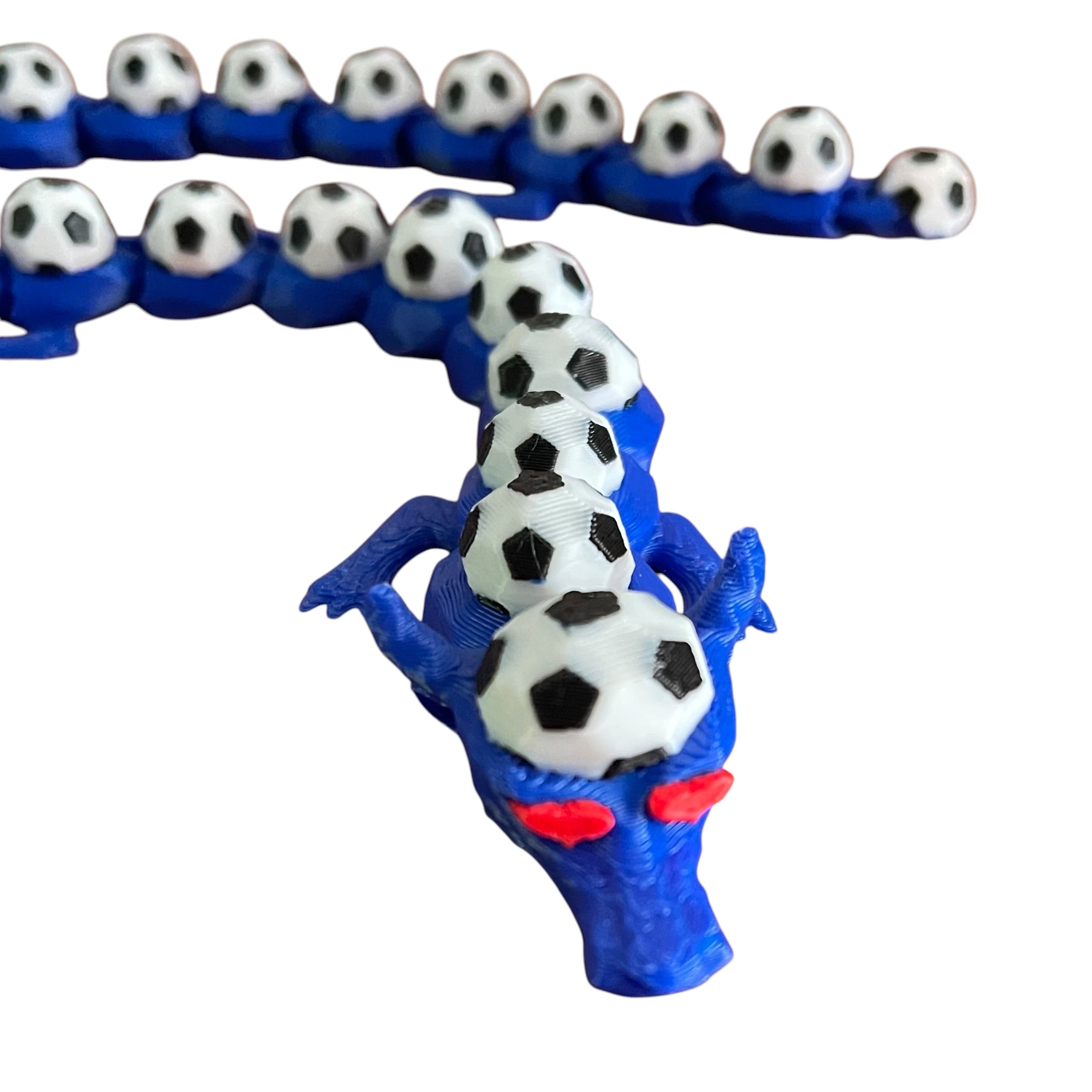 9" Articulated 3D Printed Soccer Dragon - Blue PLA Fidget