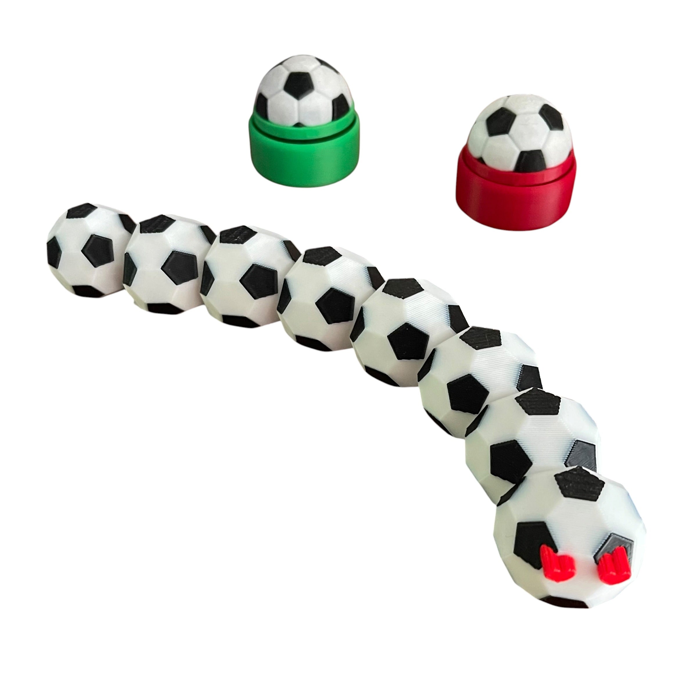 8" Articulated Soccer Snake Fidget Toy - 3D Printed Black & White
