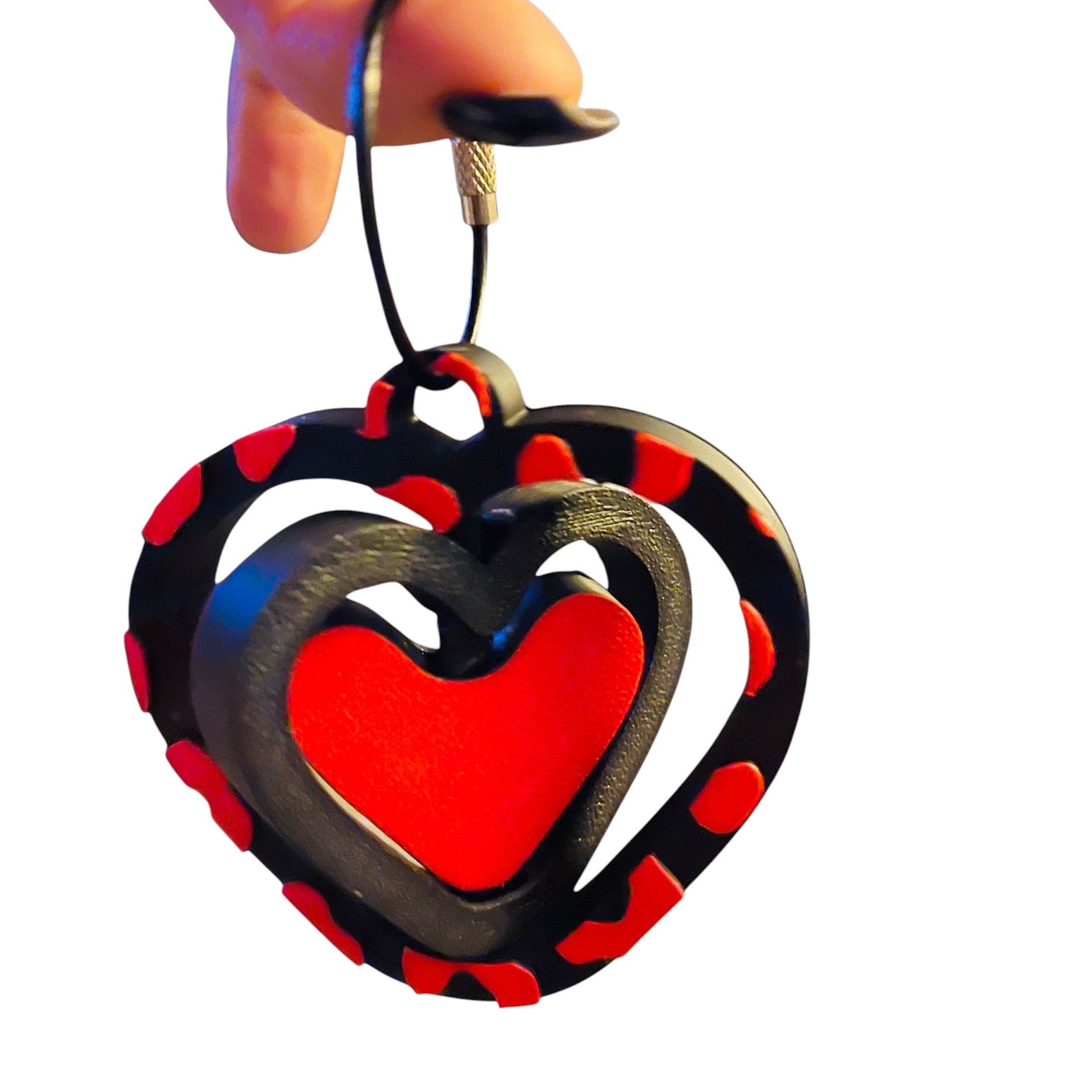 STASHIES | 3D Printed Clip-On Spinning Heart Fidget Keychain