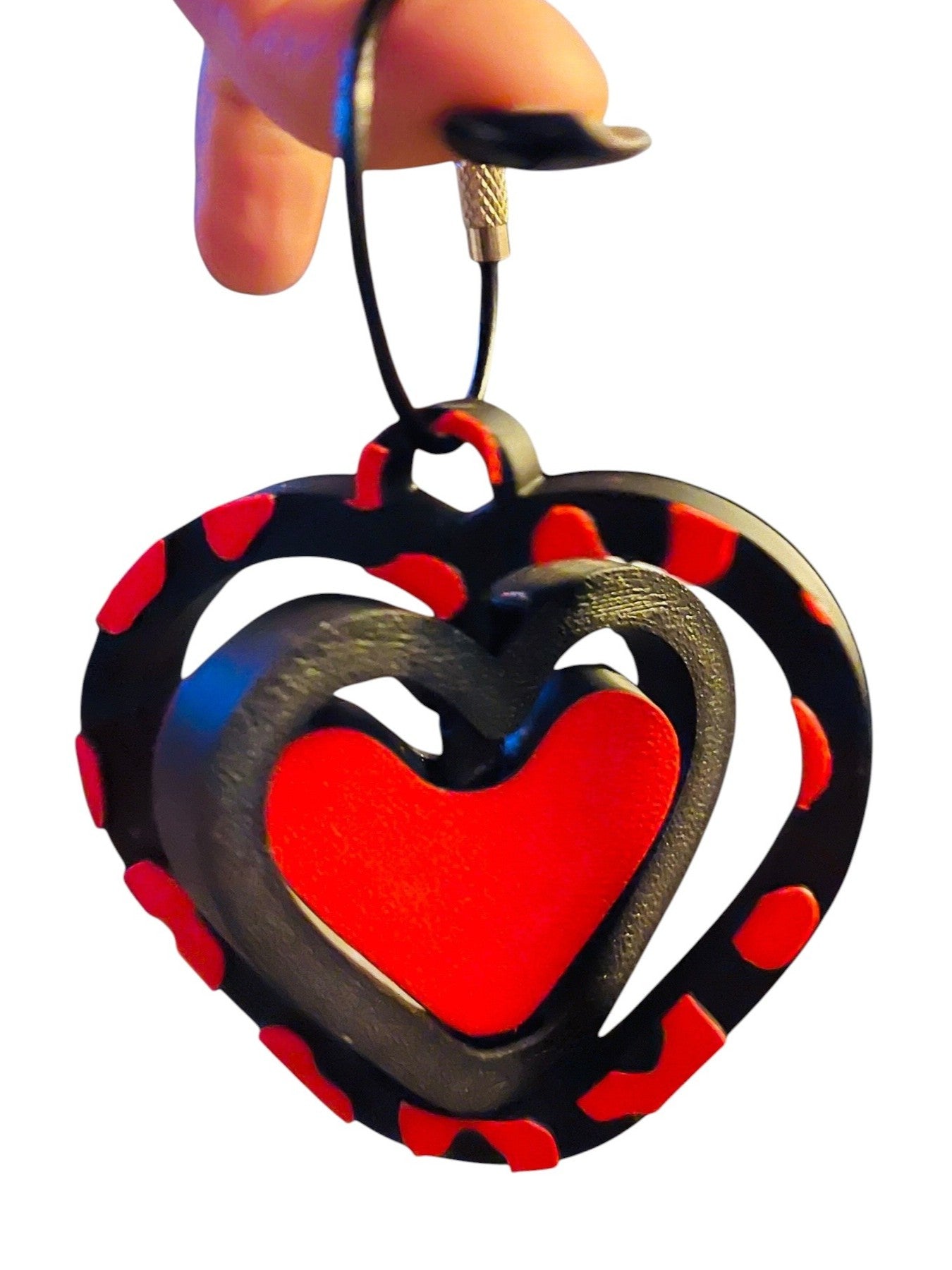 STASHIES | 3D Printed Clip-On Spinning Heart Fidget Keychain