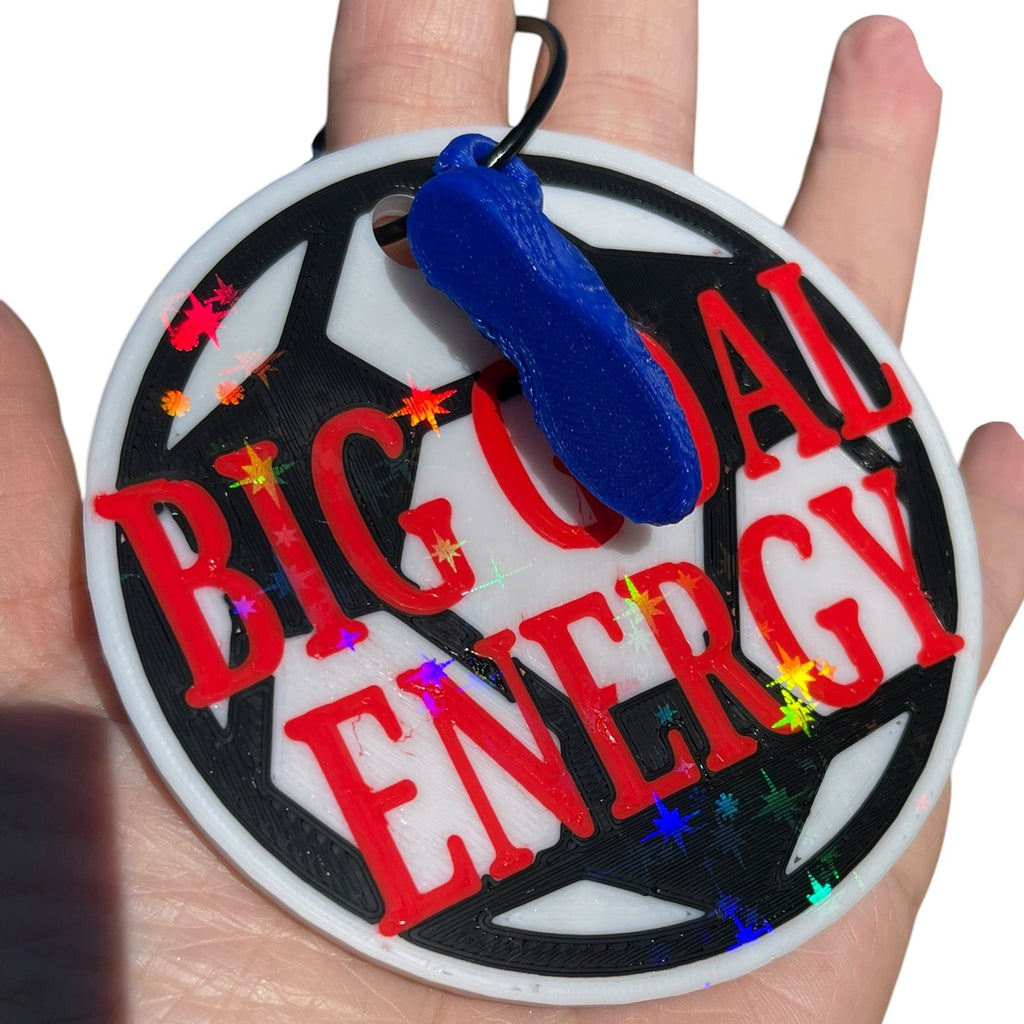 Funny Soccer Ball Big Goal Energy Keychain –  Blue Shoe Charm | 3D Printed PLA