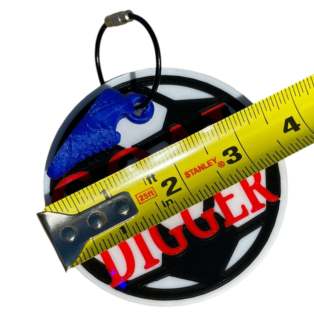 Funny Soccer Ball Goal Digger Keychain – Blue Shoe Charm | 3D Printed PLA