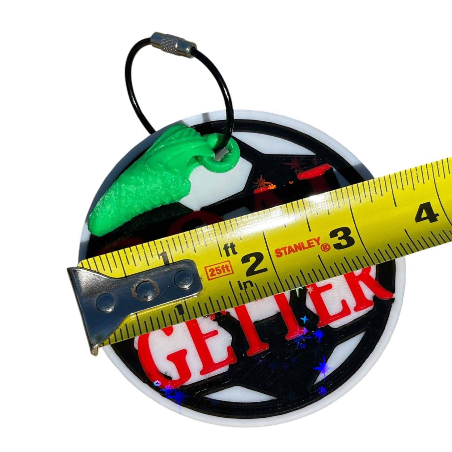 Funny Soccer Ball Goal Getter Keychain – Green Shoe Charm | 3D Printed PLA