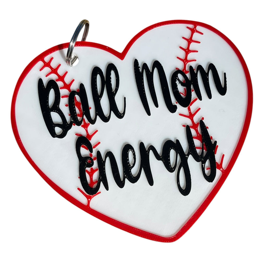 Baseball Fan Bag Charm | 3D Printed Baseball Mom Keychain & Purse Charm | Ball Mom Energy