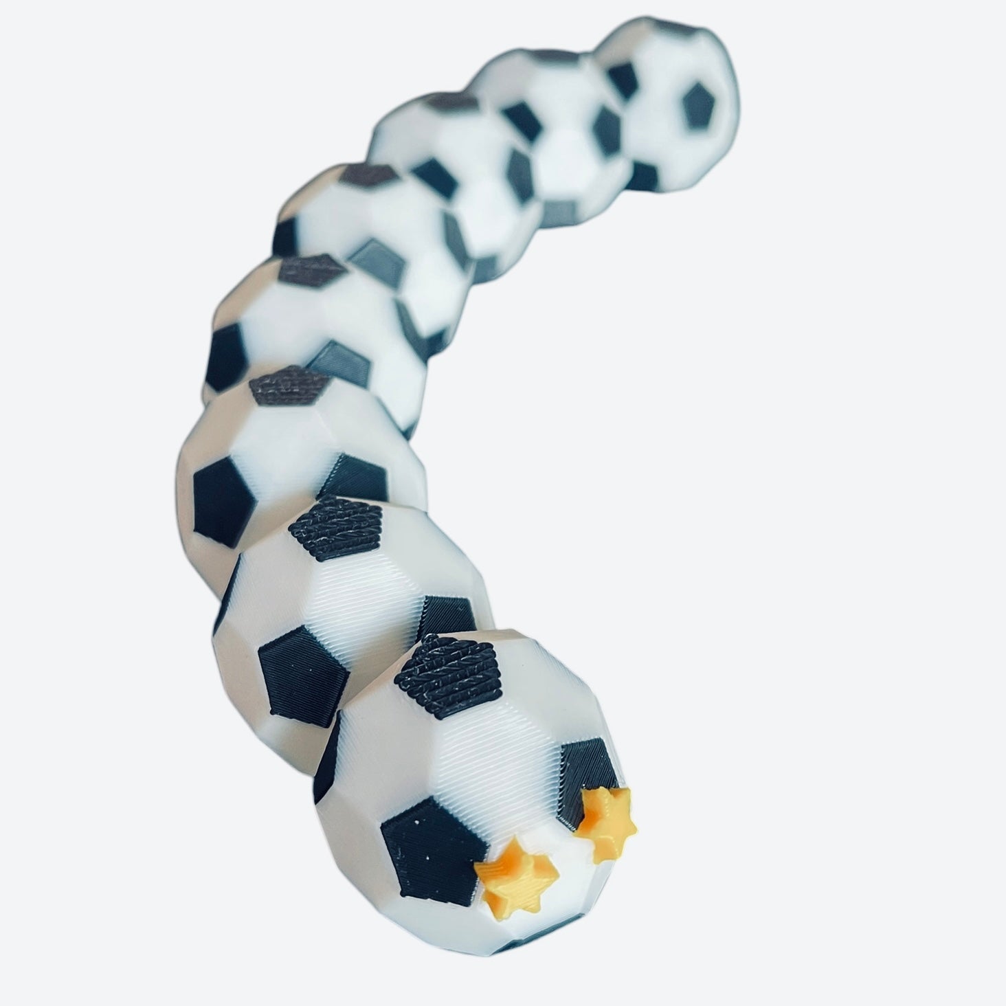 8" Articulated Soccer Snake Fidget Toy - 3D Printed Black & White