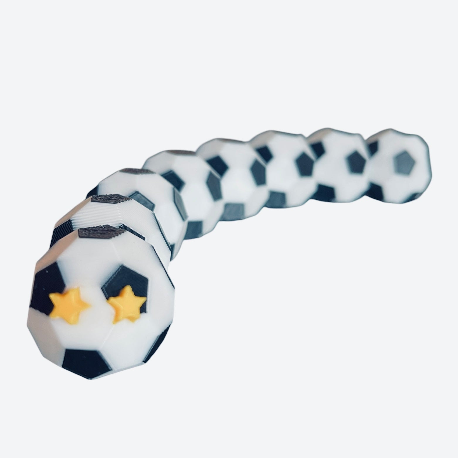 8" Articulated Soccer Snake Fidget Toy - 3D Printed Black & White