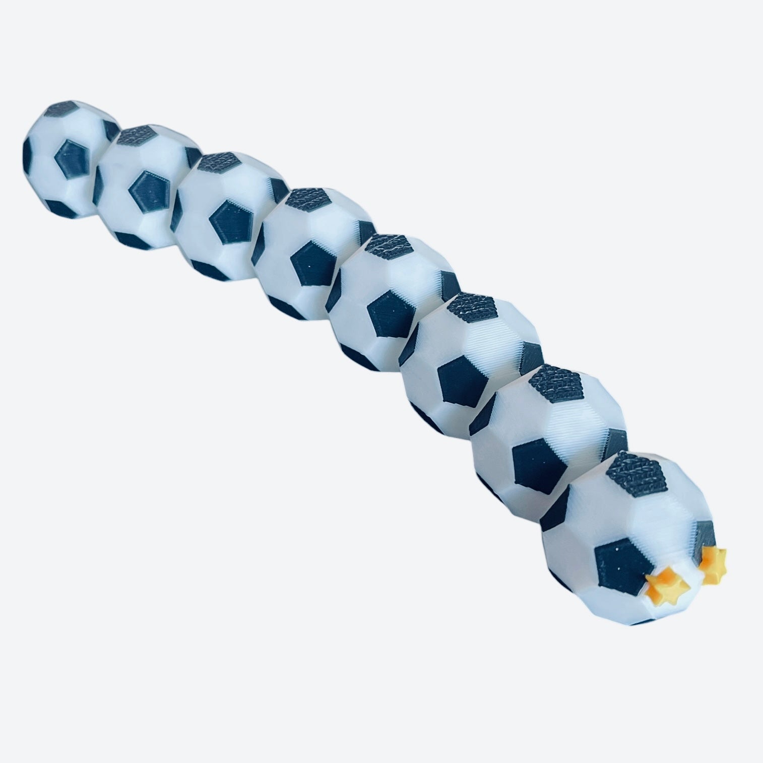8" Articulated Soccer Snake Fidget Toy - 3D Printed Black & White