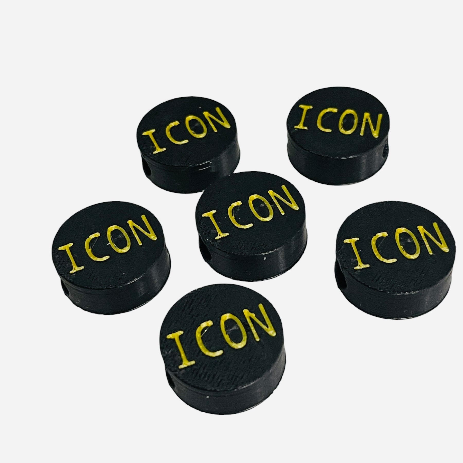 3D Printed ICON Message Round Kandi Beads - Set of 6 Rave Festival Beads