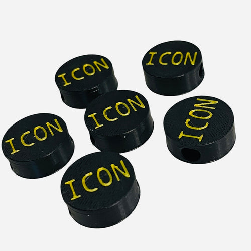 3D Printed ICON Message Round Kandi Beads - Set of 6 Rave Festival Beads