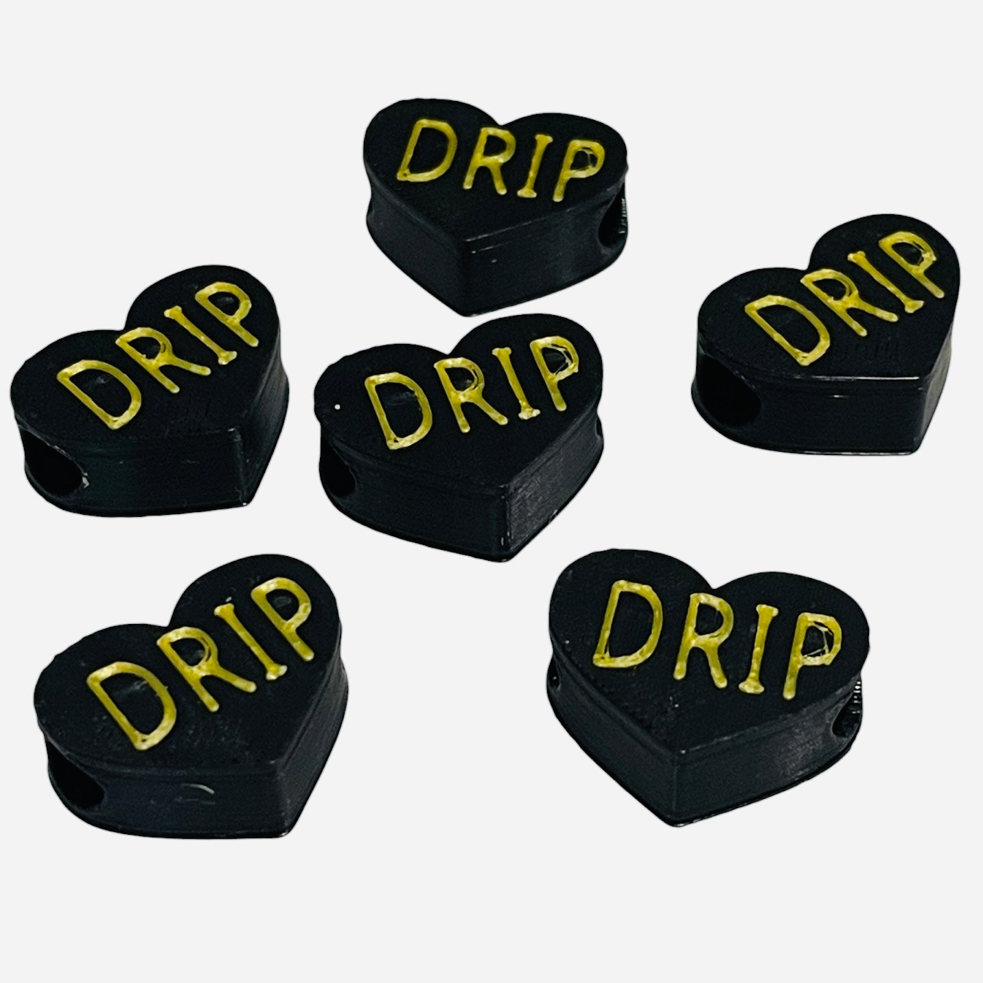 3D Printed DRIP Heart Message Kandi Beads - Set of 6 Rave Festival Beads