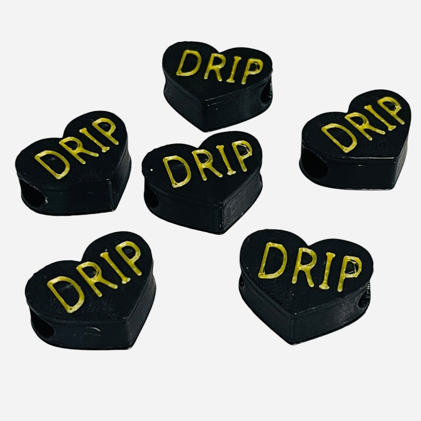 BeadSTASH | 3D Printed Black Message Kandi Beads | Set of 6