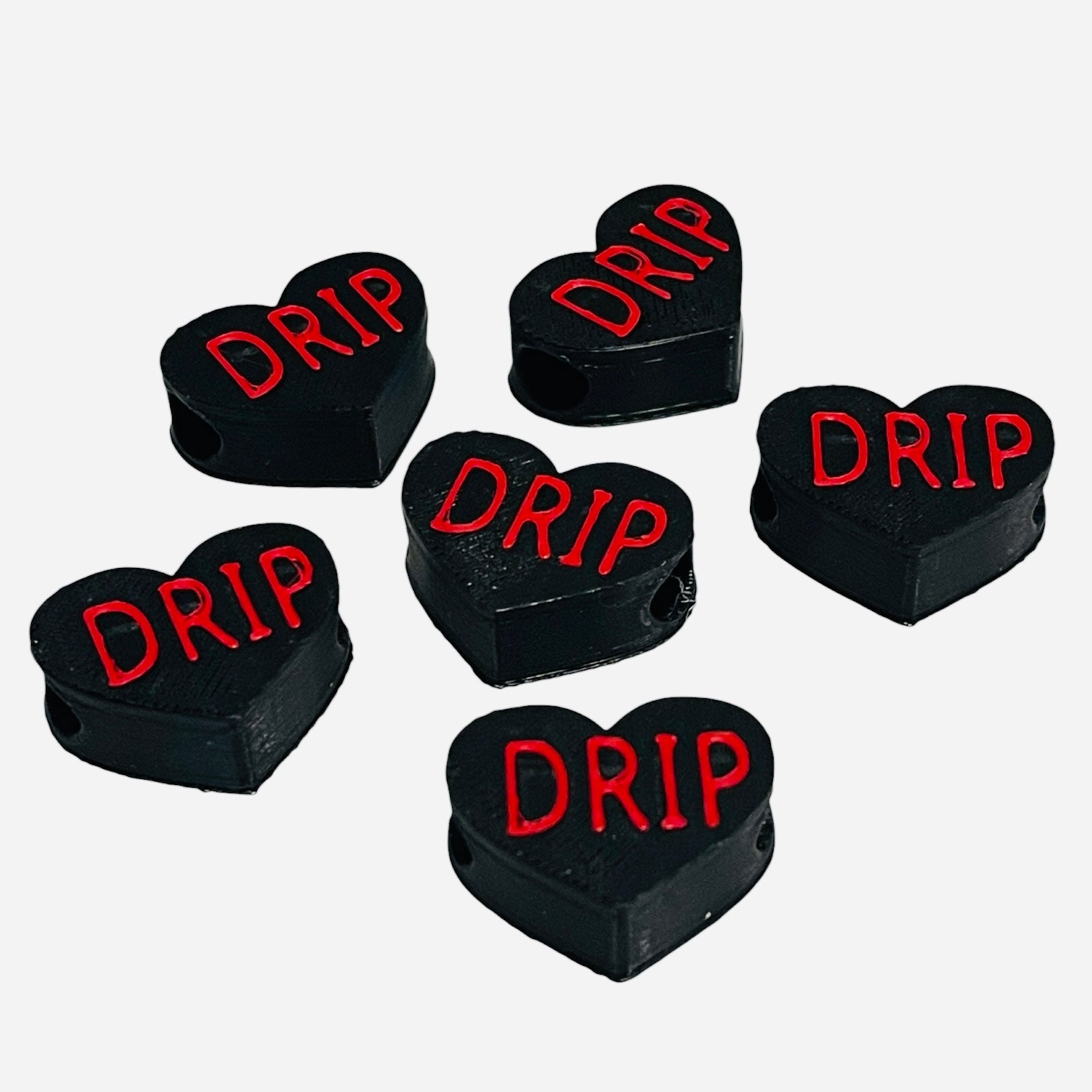BeadSTASH | 3D Printed Black Message Kandi Beads | Set of 6