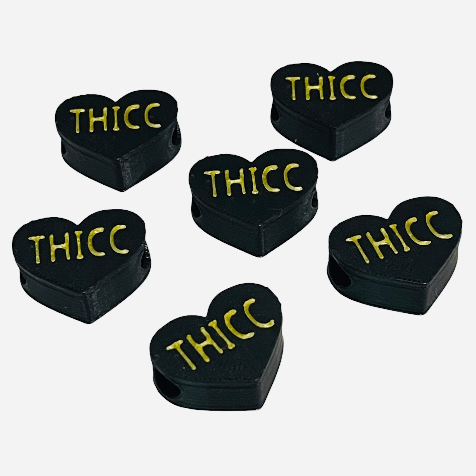 BeadSTASH | 3D Printed Black Message Kandi Beads | Set of 6