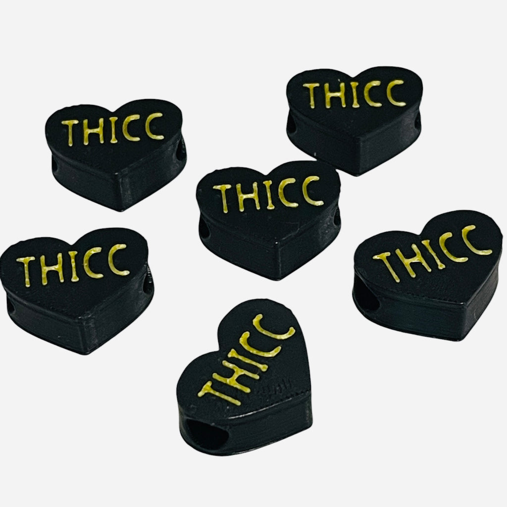 3D Printed THICC Heart Message Kandi Beads - Set of 6 Rave Festival Beads