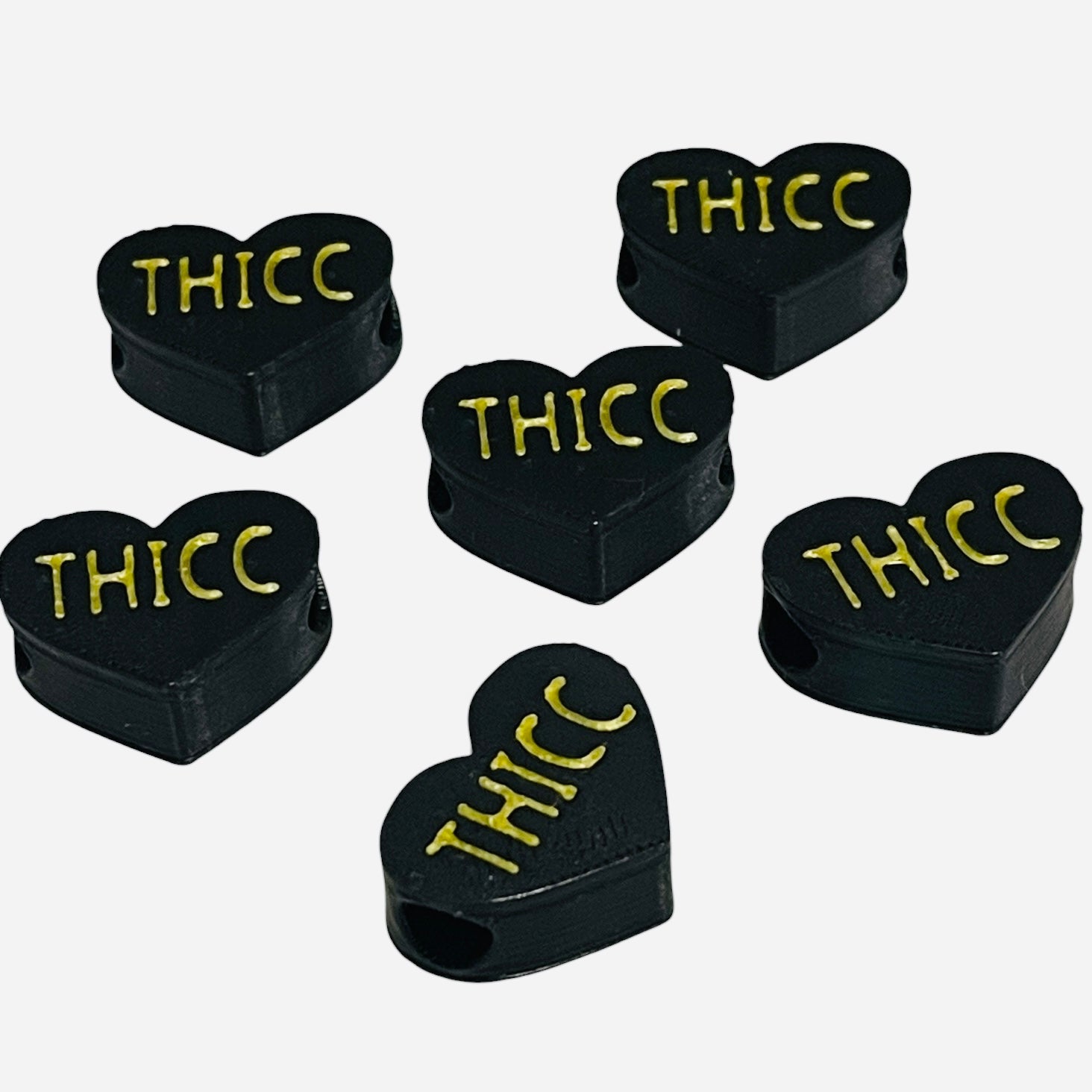 3D Printed THICC Heart Message Kandi Beads - Set of 6 Rave Festival Beads
