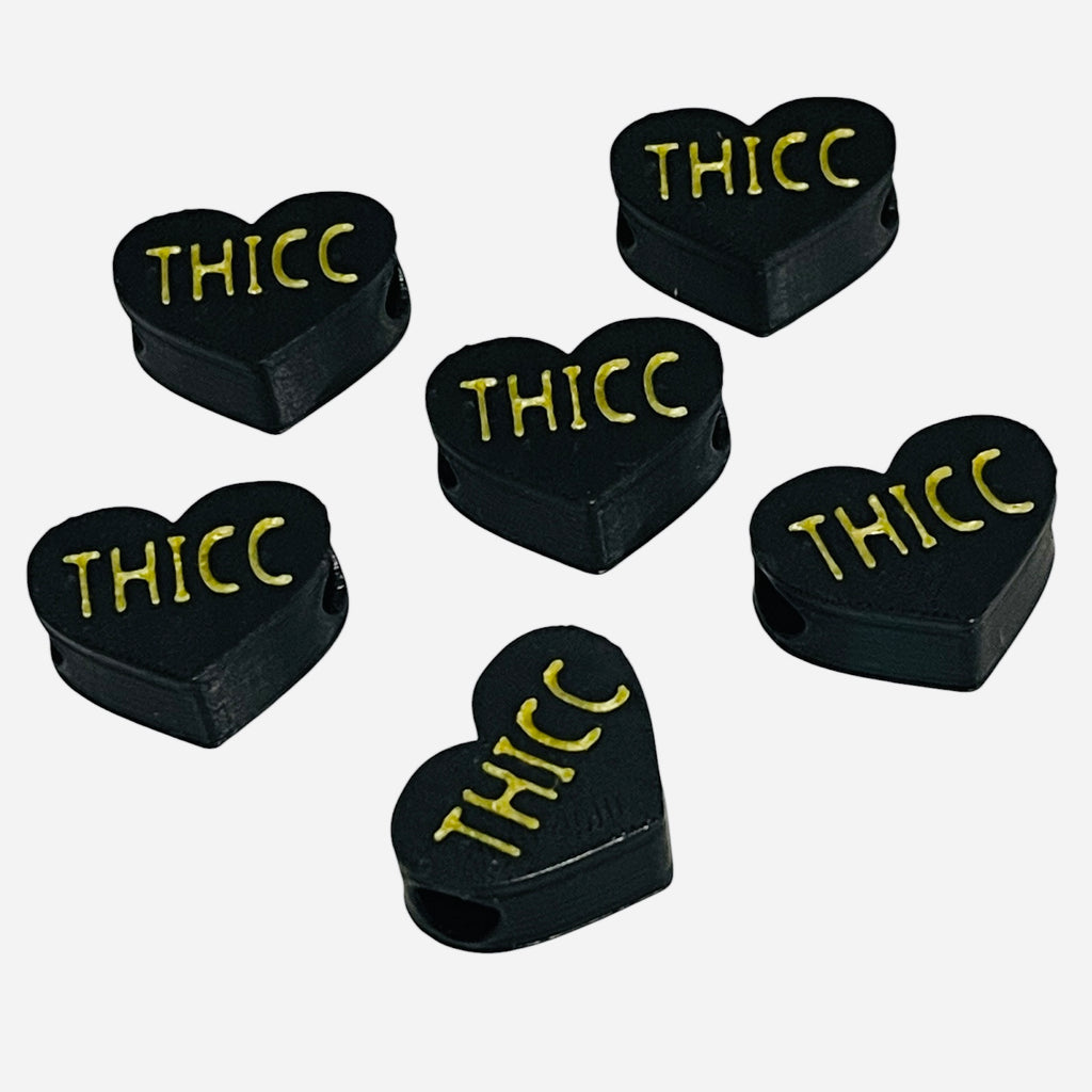 3D Printed THICC Heart Message Kandi Beads - Set of 6 Rave Festival Beads