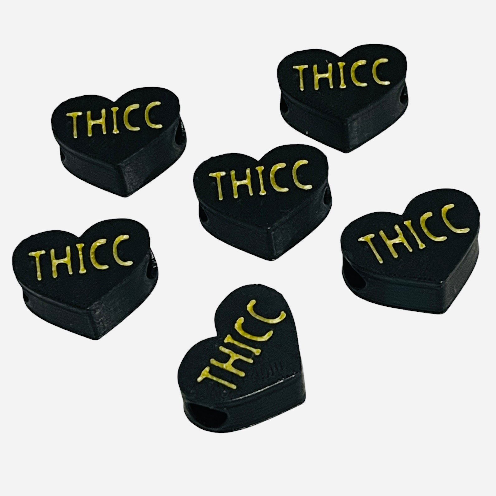 3D Printed THICC Heart Message Kandi Beads - Set of 6 Rave Festival Beads