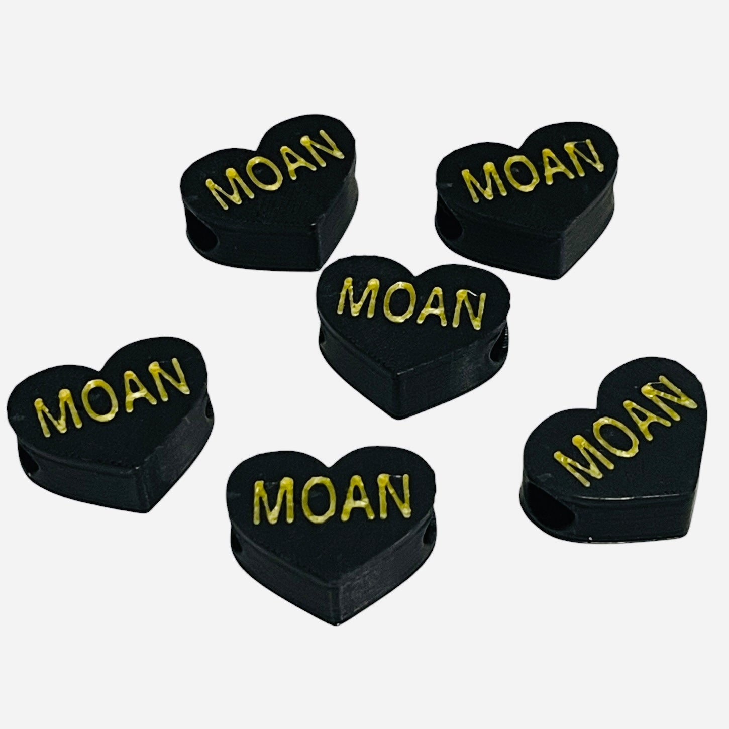 3D Printed MOAN Heart Message Kandi Beads - Set of 6 Rave Festival Beads