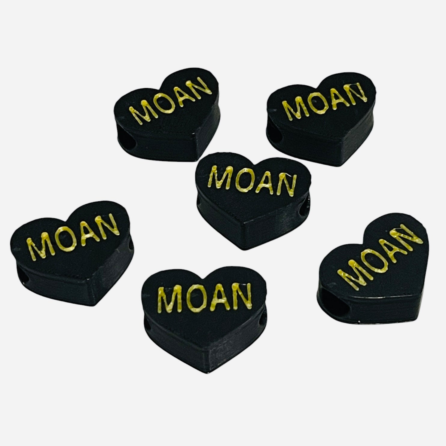 BeadSTASH | 3D Printed Black Message Kandi Beads | Set of 6