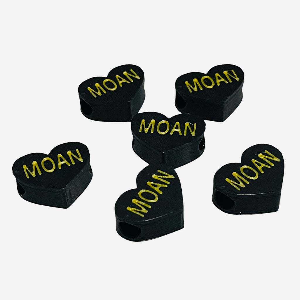 3D Printed MOAN Heart Message Kandi Beads - Set of 6 Rave Festival Beads