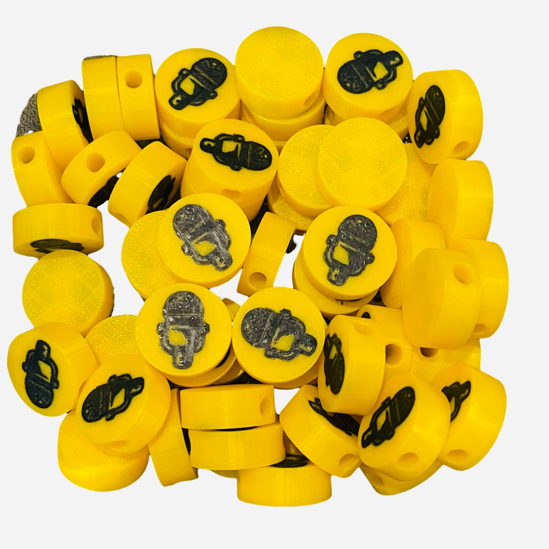 3D Printed Round Yellow Microphone Kandi Beads - Set of 6 Rave Festival Beads