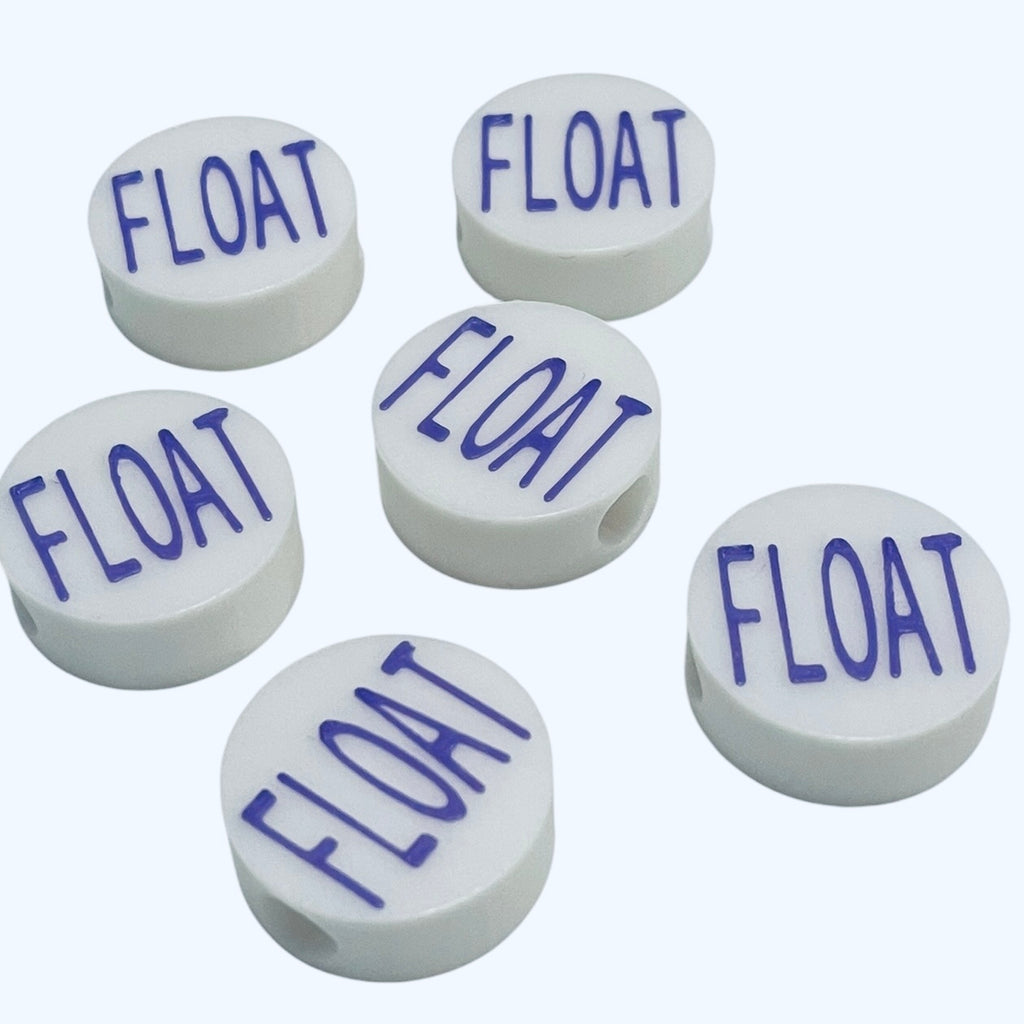 3D Printed FLOAT Message Round Kandi Beads - Set of 6 Rave Festival Beads