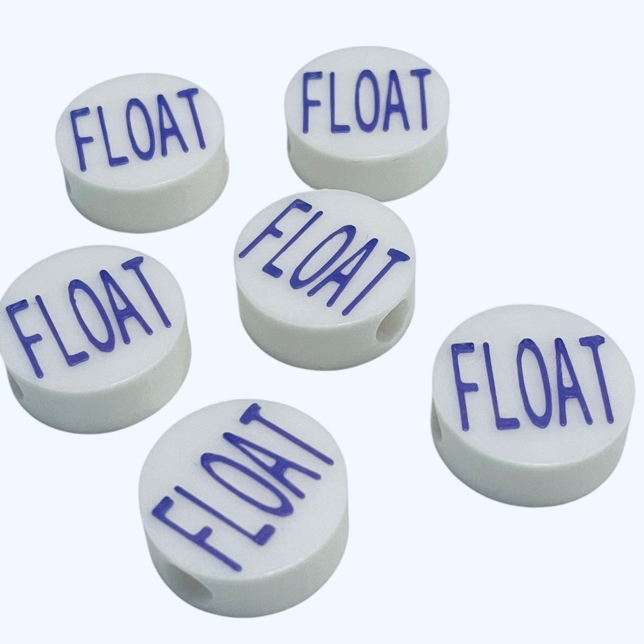 3D Printed FLOAT Message Round Kandi Beads - Set of 6 Rave Festival Beads