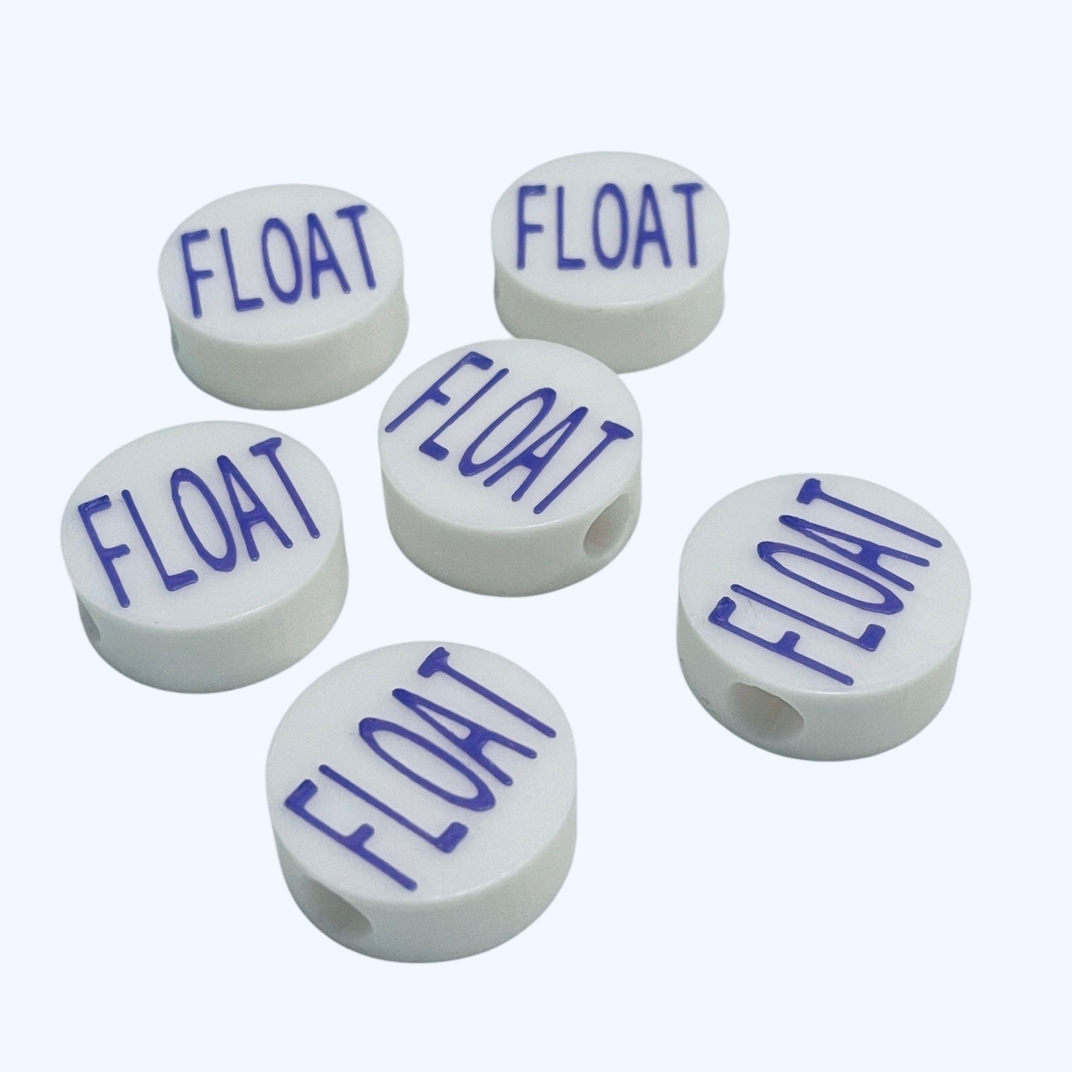 3D Printed FLOAT Message Round Kandi Beads - Set of 6 Rave Festival Beads