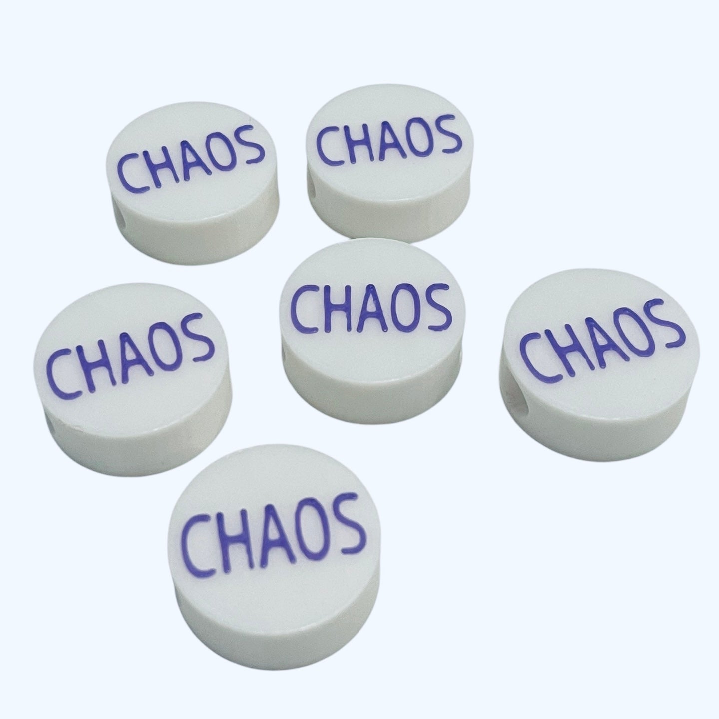3D Printed CHAOS Message Round Kandi Beads - Set of 6 Rave Festival Beads