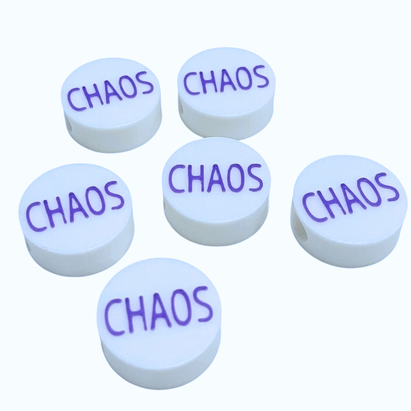 BeadSTASH | 3D Printed White Round Kandi Beads | Set of 6