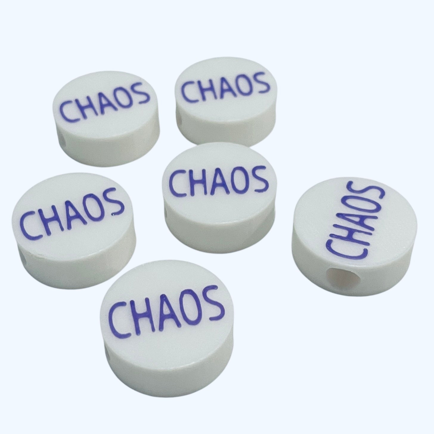 3D Printed CHAOS Message Round Kandi Beads - Set of 6 Rave Festival Beads