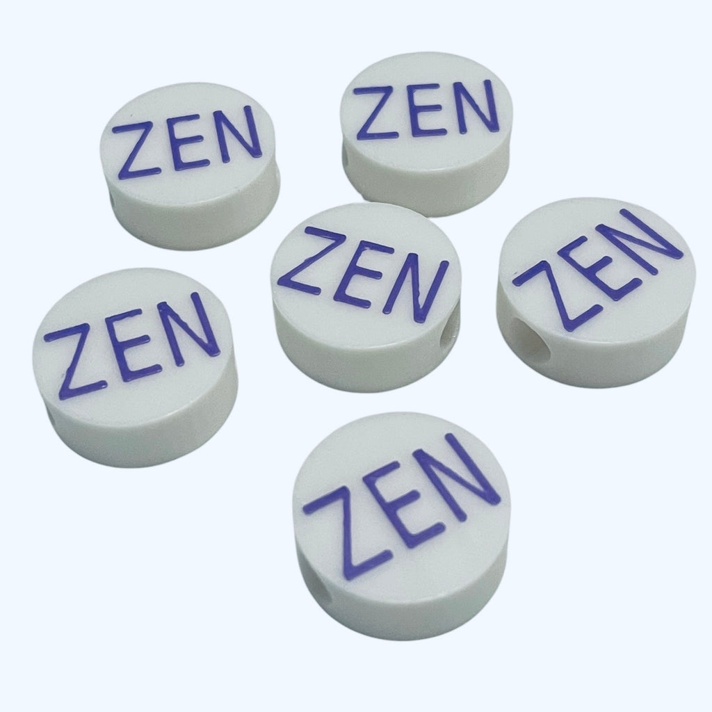 3D Printed ZEN Message Round Kandi Beads - Set of 6 Rave Festival Beads