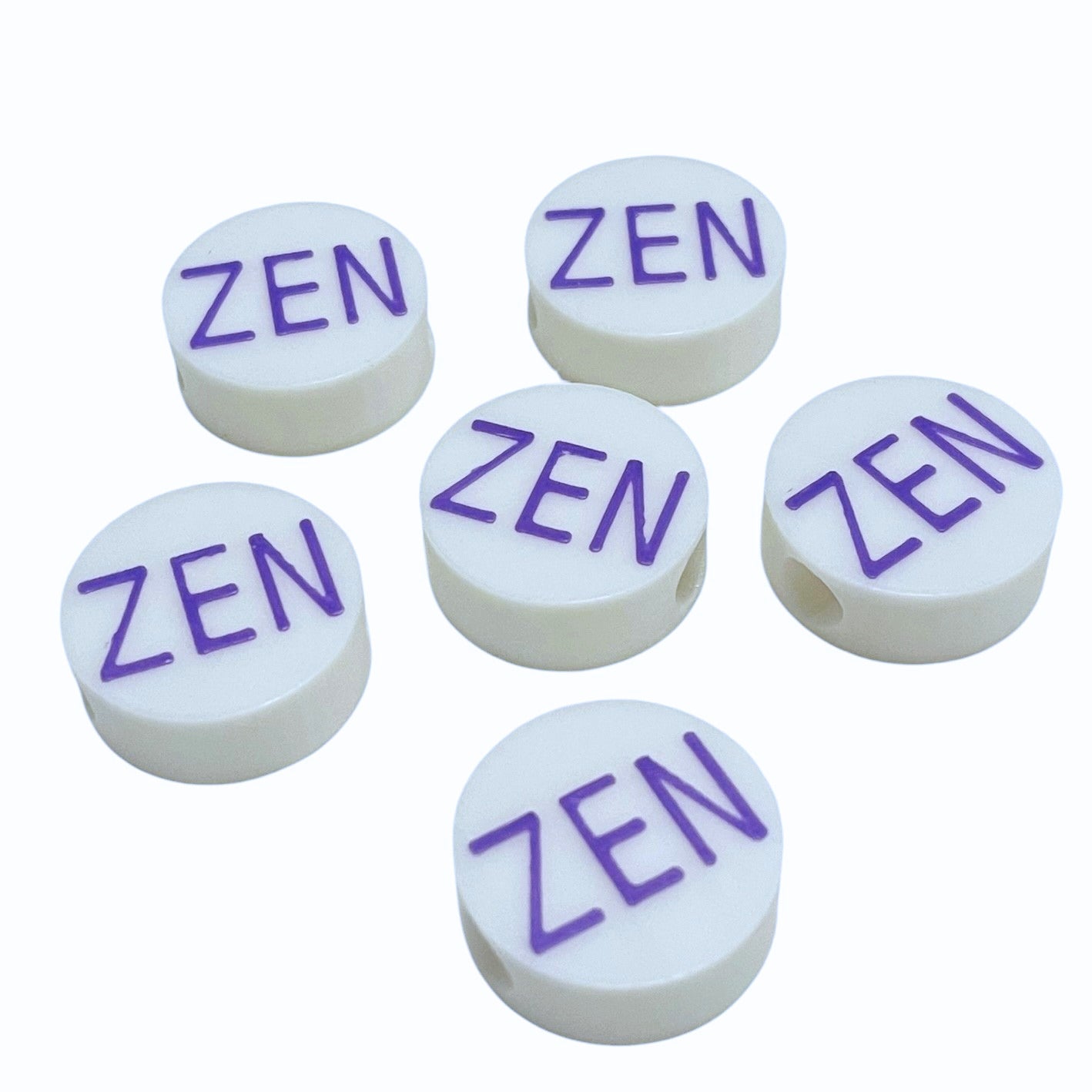 BeadSTASH | 3D Printed White Round Kandi Beads | Set of 6