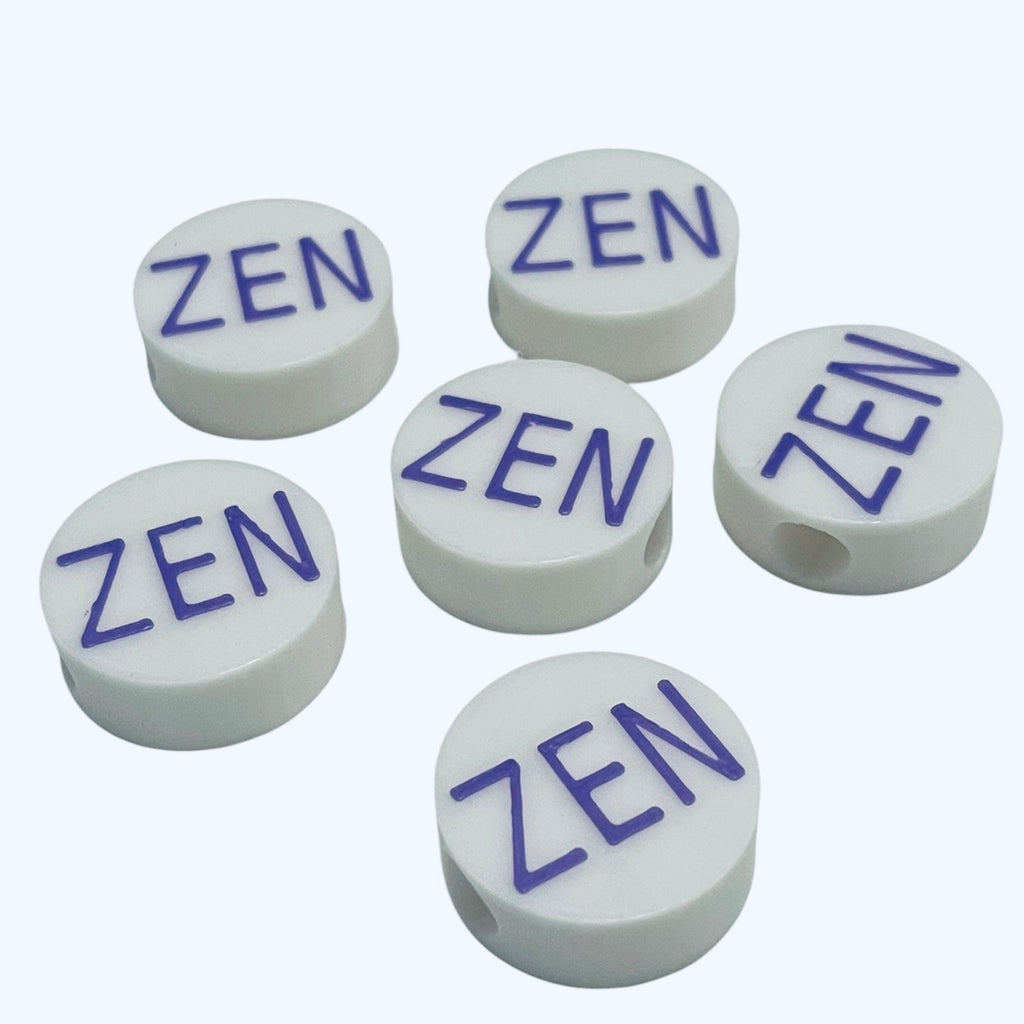 3D Printed ZEN Message Round Kandi Beads - Set of 6 Rave Festival Beads