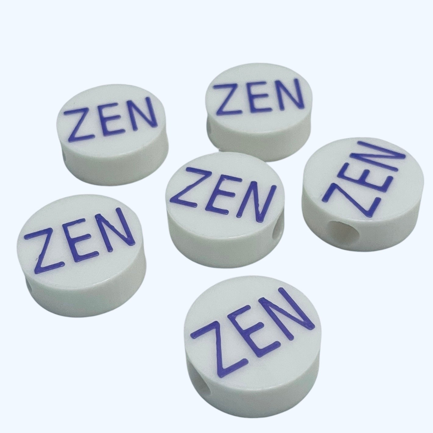 3D Printed ZEN Message Round Kandi Beads - Set of 6 Rave Festival Beads