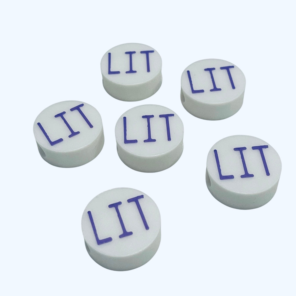 3D Printed LIT Message Round Kandi Beads - Set of 6 Rave Festival Beads