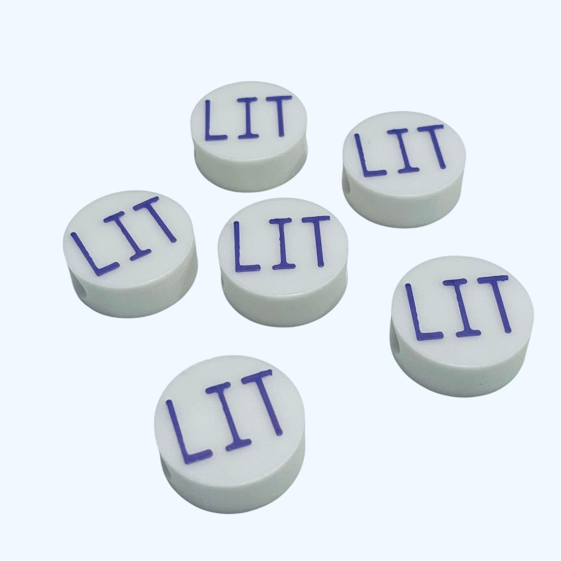3D Printed LIT Message Round Kandi Beads - Set of 6 Rave Festival Beads
