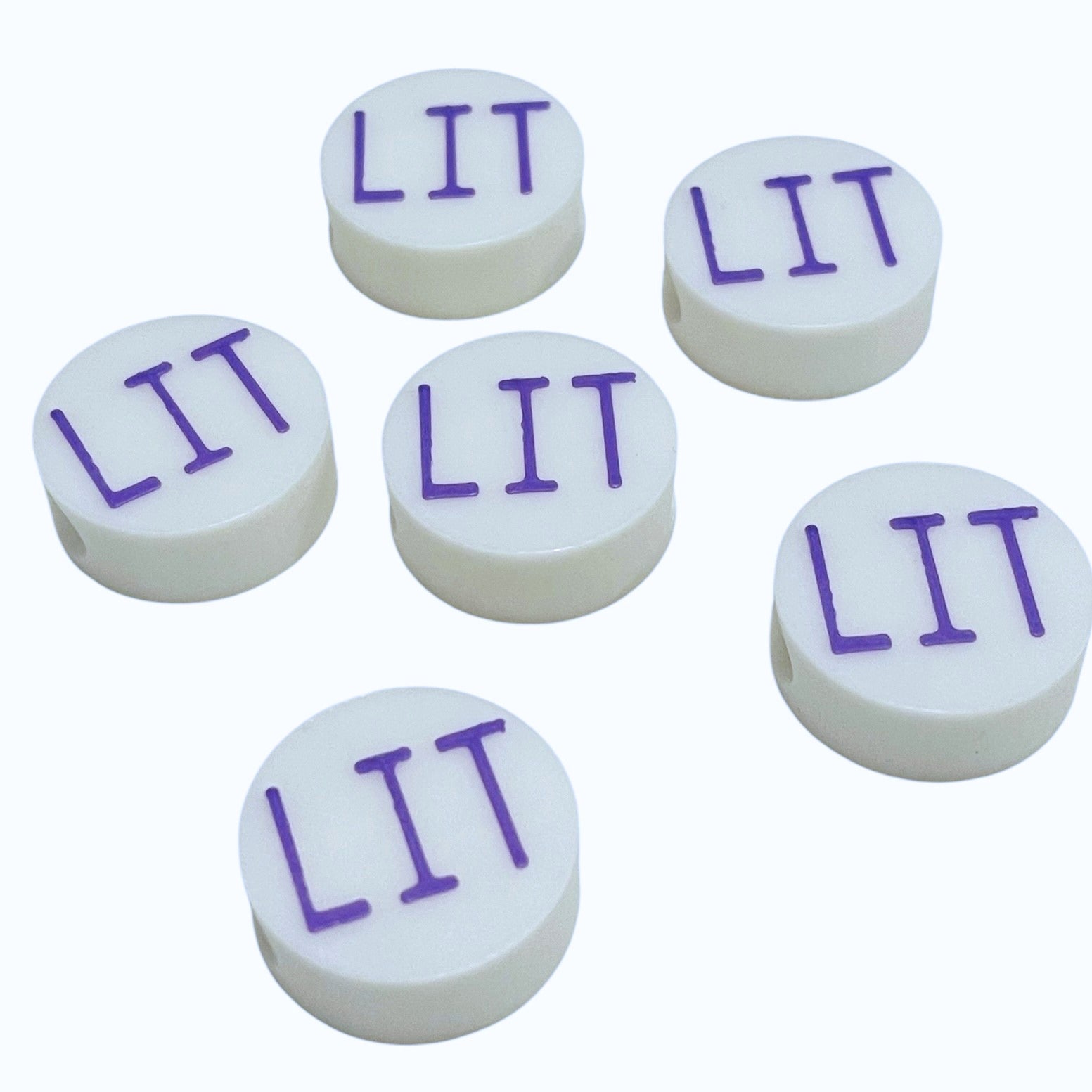 BeadSTASH | 3D Printed White Round Kandi Beads | Set of 6