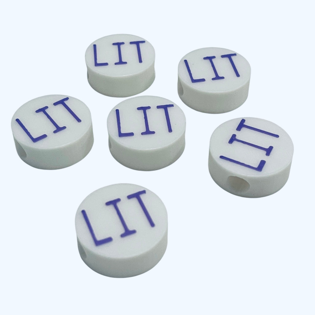 3D Printed LIT Message Round Kandi Beads - Set of 6 Rave Festival Beads