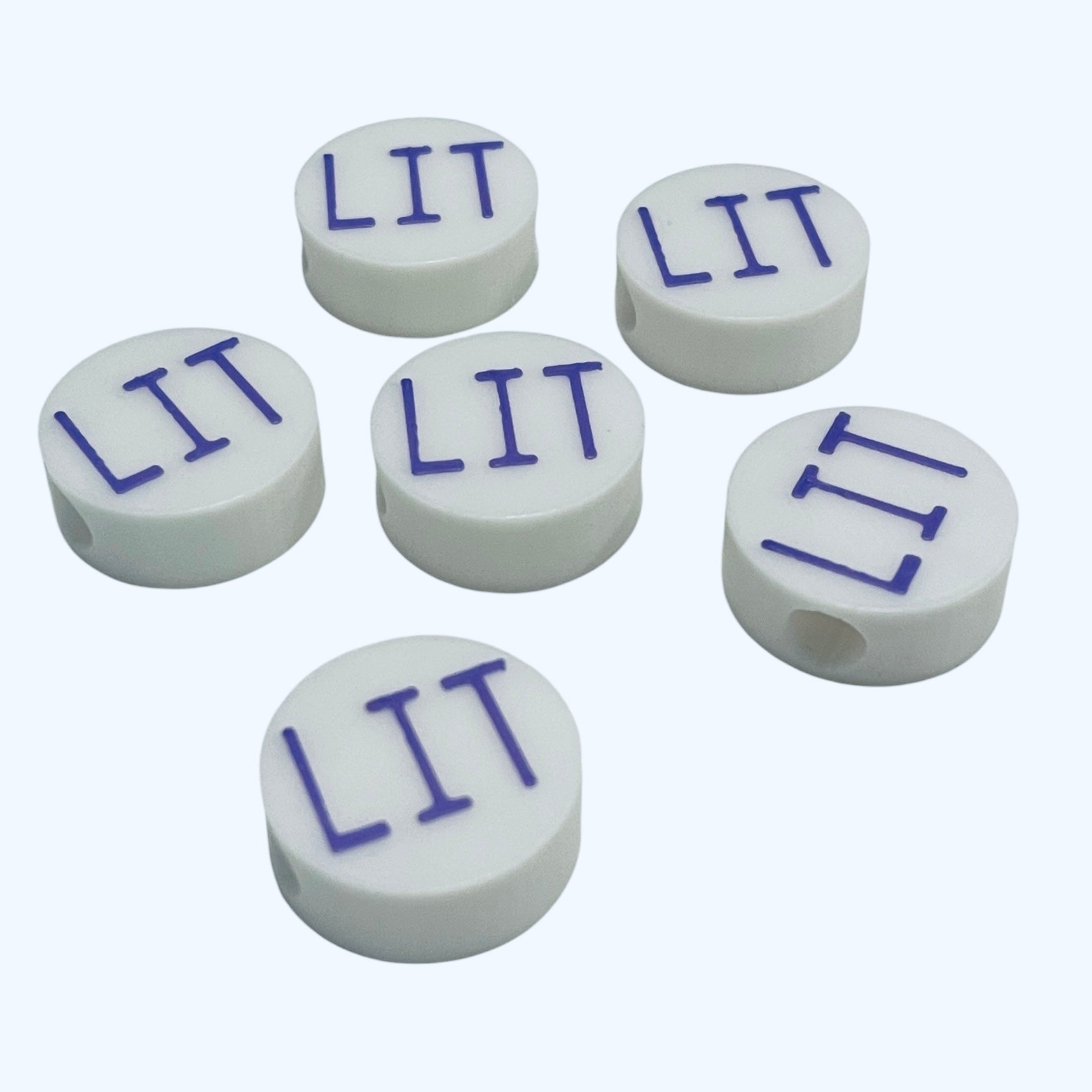 3D Printed LIT Message Round Kandi Beads - Set of 6 Rave Festival Beads