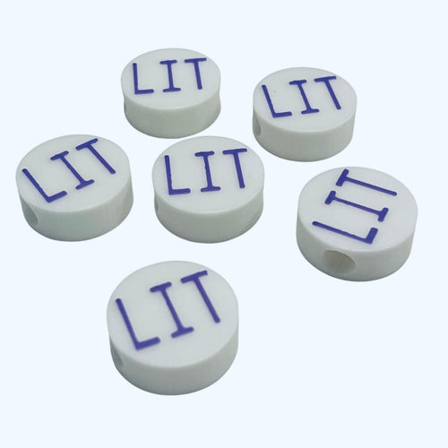 3D Printed LIT Message Round Kandi Beads - Set of 6 Rave Festival Beads
