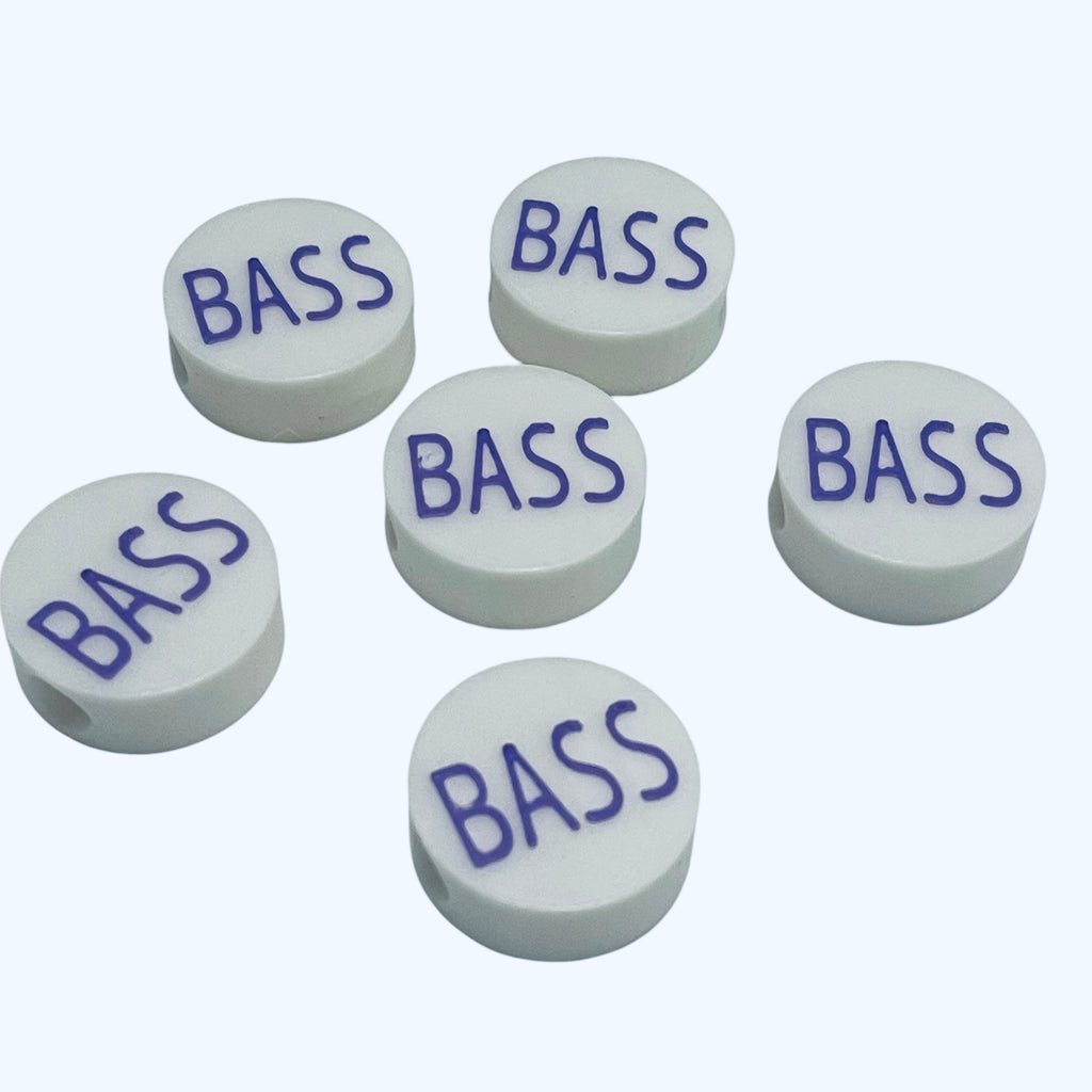 3D Printed BASS Message Round Kandi Beads - Set of 6 Rave Festival Beads