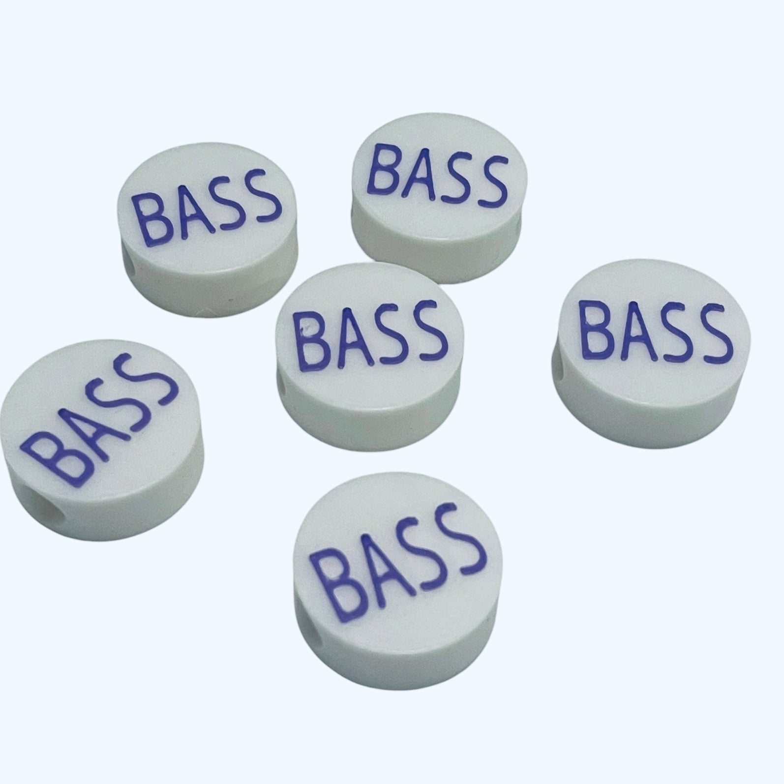 3D Printed BASS Message Round Kandi Beads - Set of 6 Rave Festival Beads