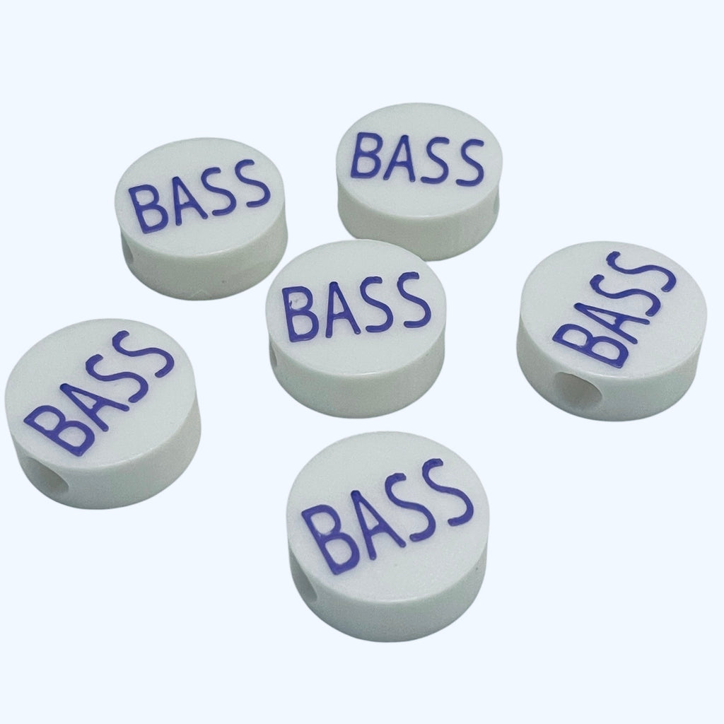 3D Printed BASS Message Round Kandi Beads - Set of 6 Rave Festival Beads