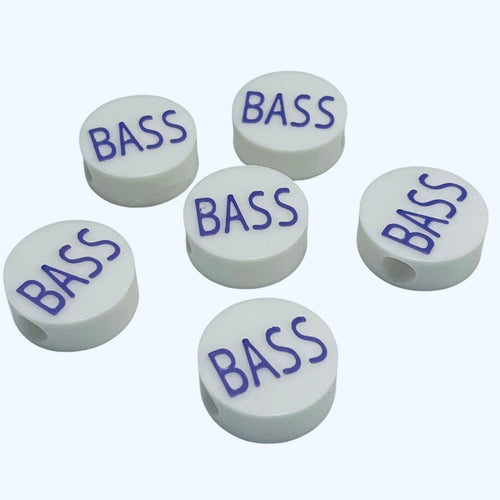 3D Printed BASS Message Round Kandi Beads - Set of 6 Rave Festival Beads